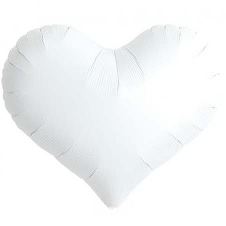 Balon foliowy biały w kształcie "serca" metalic, 18"- 46 cm / 5 szt.