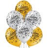 Lateksowe klasyczne srebrne i złote Balony D11 Happy New Year 1C5S, 6 szt.