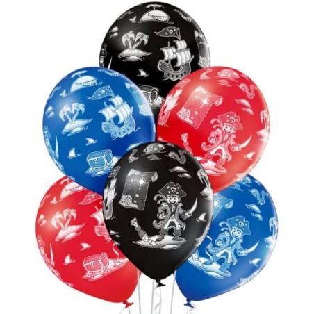 Lateksowe klasyczne wielokolorowe z nadrukami Balony D11 Pirate 1C5S, 6 szt.