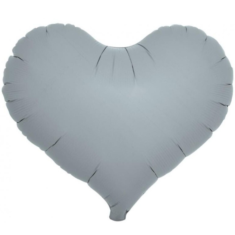 Balon foliowy szary w kształcie "serca", 14"- 35 cm / 5 szt.