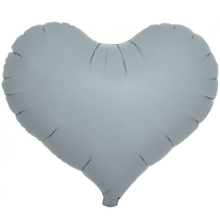 Balon foliowy szary w kształcie "serca", 14"- 35 cm / 5 szt.