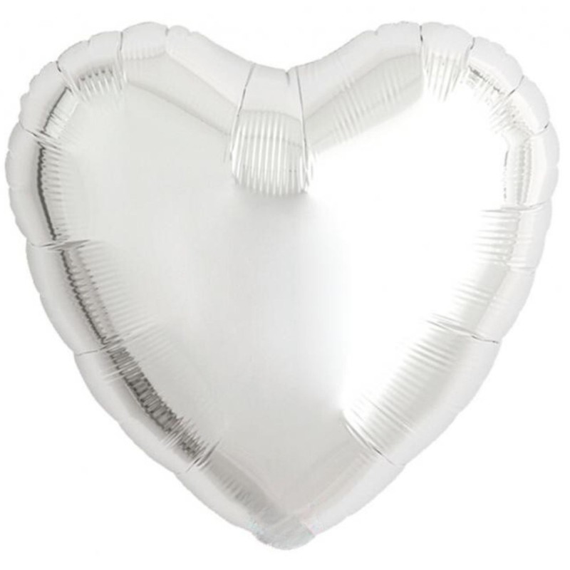 Balon foliowy srebrny w kształcie "serca" metalic, 18"- 46 cm / 5 szt.