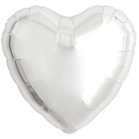 Balon foliowy srebrny w kształcie "serca" metalic, 18"- 46 cm / 5 szt.