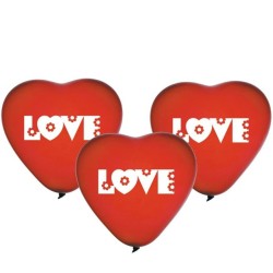Lateksowe balony w kształcie serca Balony Premium "Love", czerwone/ 5 szt.