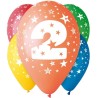 Lateksowe kolorowe balony urodzinowe cyfra 2, 12" - 30 cm. 5 szt.