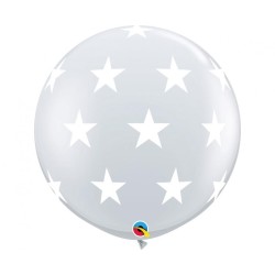 Lateksowe Balony przezroczyste z nadrukiem Gwiazdki 36"- 91 cm / 2 szt.