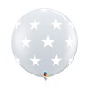 Lateksowe Balony przezroczyste z nadrukiem Gwiazdki 36"- 91 cm / 2 szt.