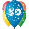 Lateksowe kolorowe balony urodzinowe cyfra 30, 12" - 30 cm. 5 szt.