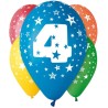 Lateksowe kolorowe balony urodzinowe cyfra 4, 12" - 30 cm. 5 szt.