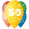 Lateksowe kolorowe balony urodzinowe cyfra 50, 12" - 30 cm. 5 szt.