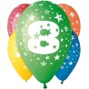 Lateksowe kolorowe balony urodzinowe cyfra 8, 12" - 30 cm. 5 szt.