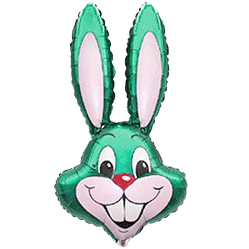 Foliowy balon zielony w kształcie "królika" 14" - 35 cm. 1 szt.