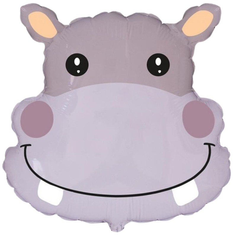 Foliowy balon szary w kształcie "hipopotama" 14" - 35 cm. 1 szt.
