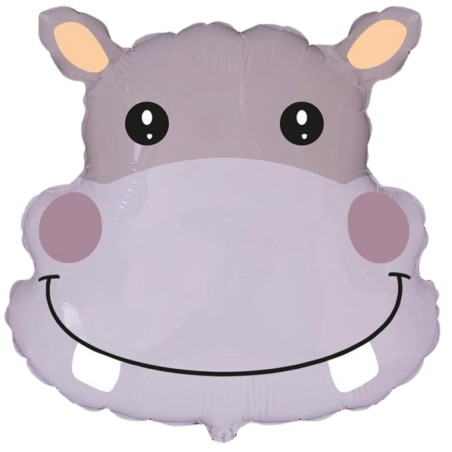 Foliowy balon szary w kształcie "hipopotama" 14" - 35 cm. 1 szt.