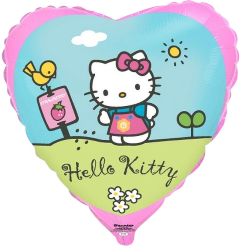 Foliowy w kształcie serca Balon 18" FX - "Hello Kitty w ogródku" 1 szt.