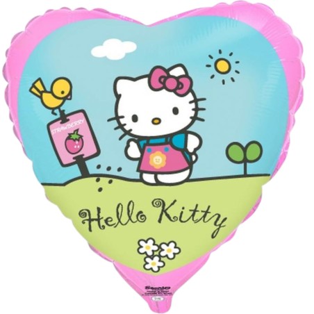 Foliowy w kształcie serca Balon 18" FX - "Hello Kitty w ogródku" 1 szt.