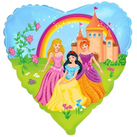 Foliowy w kształcie serca Balon 18" FX - "Księżniczki i zamek" 1 szt.