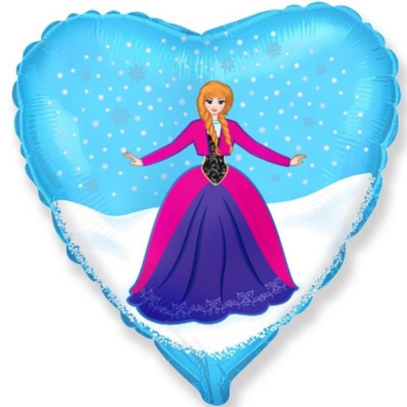Foliowy w kształcie serca Balon 18" FX - Kraina Lodu - Księżniczka 1 szt.