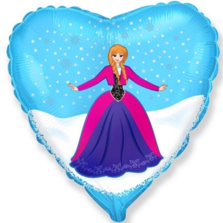 Foliowy w kształcie serca Balon 18" FX - Kraina Lodu - Księżniczka 1 szt.