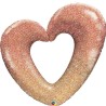 Foliowe w kształcie serca Balon 42" QL SHP "Różowo-złote Serce" Brokat Ombre