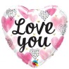 Wielokolorwy w kształcie serca Balon foliowy 18" QL HRT "Love You Pink Watercolor Hearts"