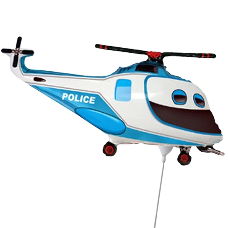 Foliowy balon niebieski w kształcie "Helikoptera Policyjnego" 14" - 35 cm. 1 szt.
