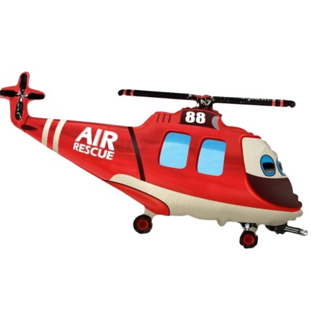 Foliowy balon czerwony w kształcie "Helikoptera Ratunkowego" 14" - 35 cm. 1 szt.