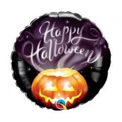 Kolorowy okrągły Balon foliowy 18" QL RND " Happy Halloween" (dynia)