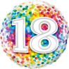 Foliowy balon kolorowy z napisem "18 ", 18" - 35 cm. 1 szt.