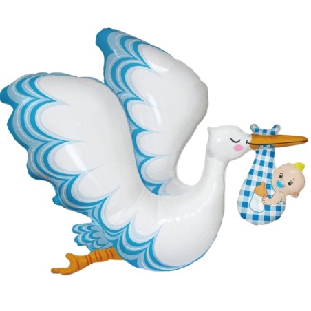 Foliowy balon niebieski w kształcie "Bociana" 24" - 61 cm. 1 szt.