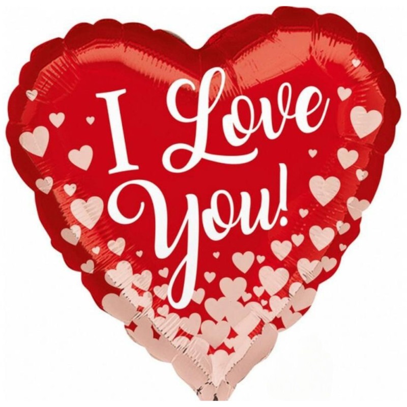 Czerwony Balon foliowy w kształcie serca 18'' HRT - Rose Gold Hearts, zapakowany