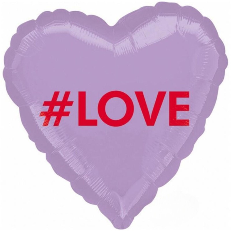 Fioletowy Balon foliowy 18'' HRT - Love Candy Heart, zapakowany