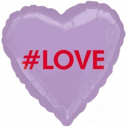 Fioletowy w kształcie serca Balon foliowy 18" HRT " LOVE", zapakowany