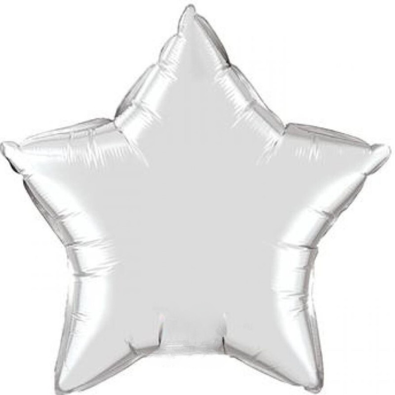Srebrny Balon foliowy 36" QL STR "Gwiazda srebrna" 1 szt.