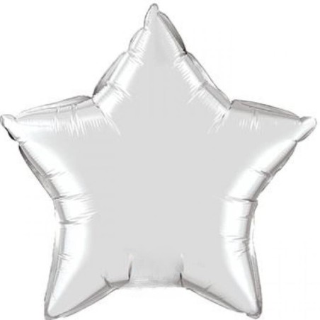 Srebrny Balon foliowy 36" QL STR "Gwiazda srebrna" 1 szt.