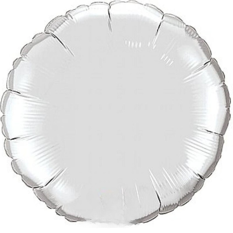 Foliowy srebrny Balon okrągły 9" QL CIR - 1 szt.