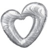 Srebrny Balon foliowy 42" QL SHP "Marmurowe Serce" w kształcie serca, 1 szt.