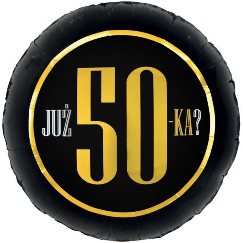 Okrągły czarno złoty Balon foliowy Już 50-ka?, 18" 1 szt.