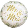 Foliowy biały okrągły Balon Mr and Mrs, 18" 1 szt. Zaręczyny, ślub