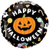 Kolorowy Balon foliowy 18" QL RND "Happy Halloween" (dynia i cukierki) 1 szt.