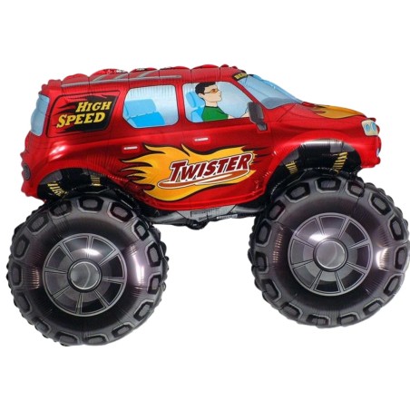 Foliowy balon czerwony w kształcie "Samochód TWISTER" 24" - 61 cm. 1 szt. (pakowany)