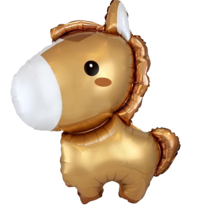 Foliowy balon brązowy w kształcie "Konika" 24" - 61 cm. 1 szt. (pakowany)