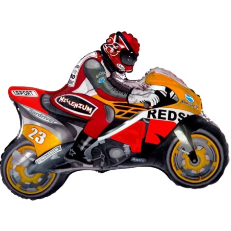 Foliowy balon pomarańczowo-czerwony w kształcie "Motoru" 24" - 61 cm. 1 szt.