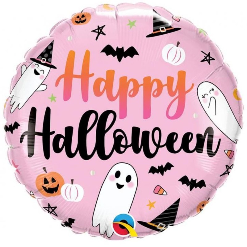 Balon foliowy 18" QL RND "Happy Halloween" (słodkie duchy) 1 szt.