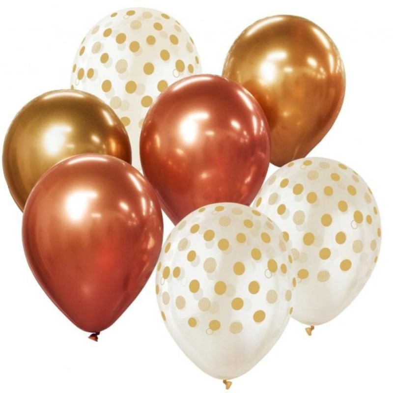 Bukiet balonowy B&C złoto-miedziany, 7 szt. 12"