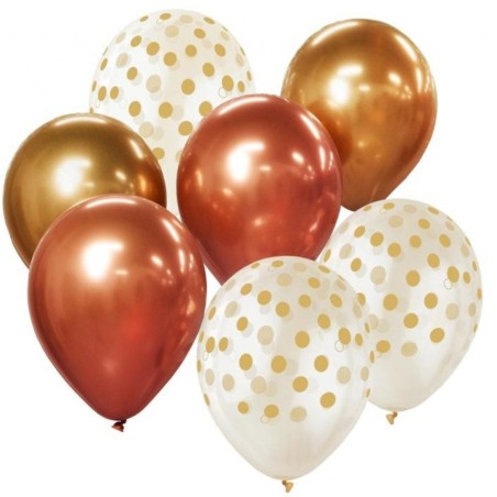Bukiet balonowy B&C złoto-miedziany, 7 szt. 12"