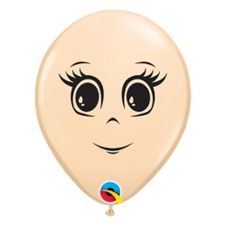 Lateksowe Balony beżowy z nadru. twarz żeńska 5" - 13 cm / 100 szt.