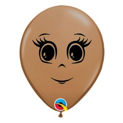 Lateksowe Balony brązowy z nadru. twarz żeńska 5" - 13 cm / 100 szt.