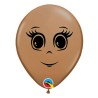 Lateksowe Balony brązowy z nadru. twarz żeńska 5" - 13 cm / 100 szt.