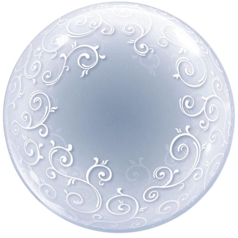 Foliowy balon przezroczysty w filigranowe ozdoby 24" - 61 cm. 1 szt.